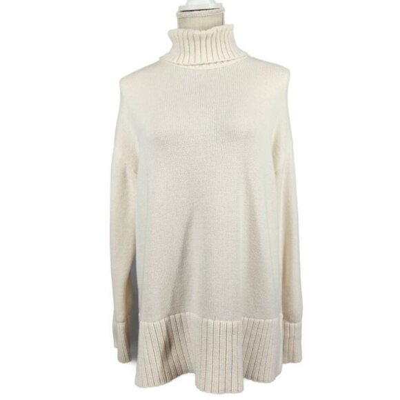 Old Navy Turtleneck Sweater Ivory Women's M Long Sleeve Ribbed Hem Oversize Cozy - Picture 1 of 8
